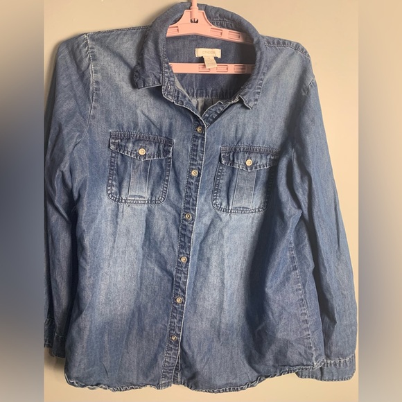 Chico’s Denim Button Down Long Sleeve Shirt (Size 1) - Picture 5 of 10